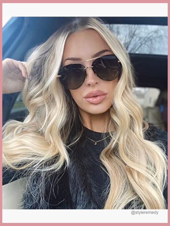 Polarized Aviator Sunglasses with Gold Stainless Steel Frames main image 7